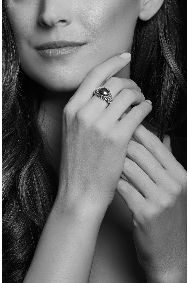 High Bar Caviar Oval Ring, Alternate, color, SILVER