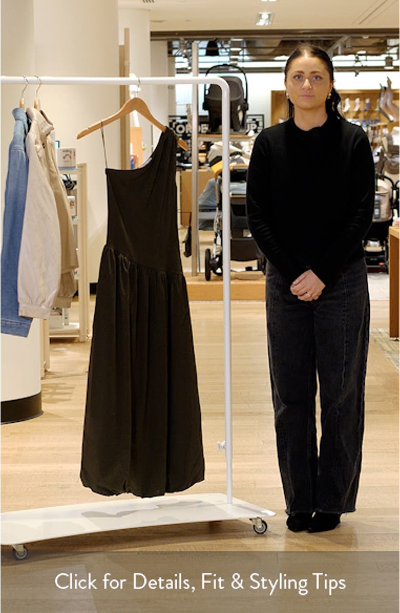 One-Shoulder Bubble Hem Midi Dress, sales video thumbnail