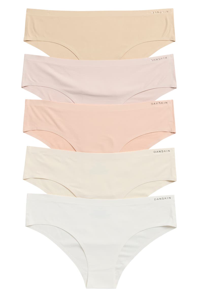 Set of 5 Assorted Cheeky Hipsters, Main, color, CORAL WASH/ PS/ AW/ LB/ GH