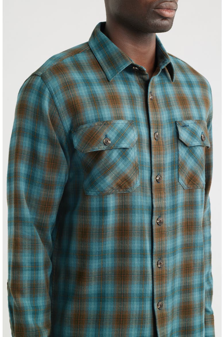 Burnside Plaid Cotton Flannel Button-Up Shirt, Alternate, color, SEA BLUE MULTI PLAID
