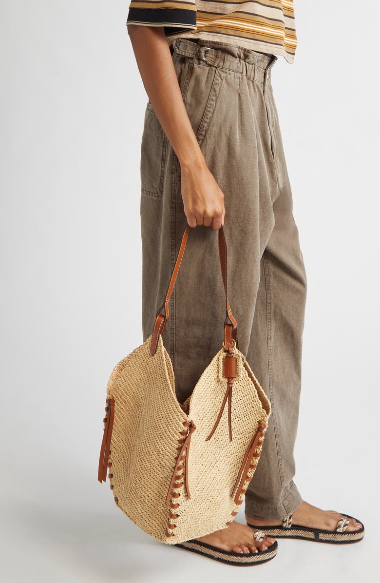 Isabel Marant Tampa Woven Raffia Tote, Alternate, color, Natural/ Cognac