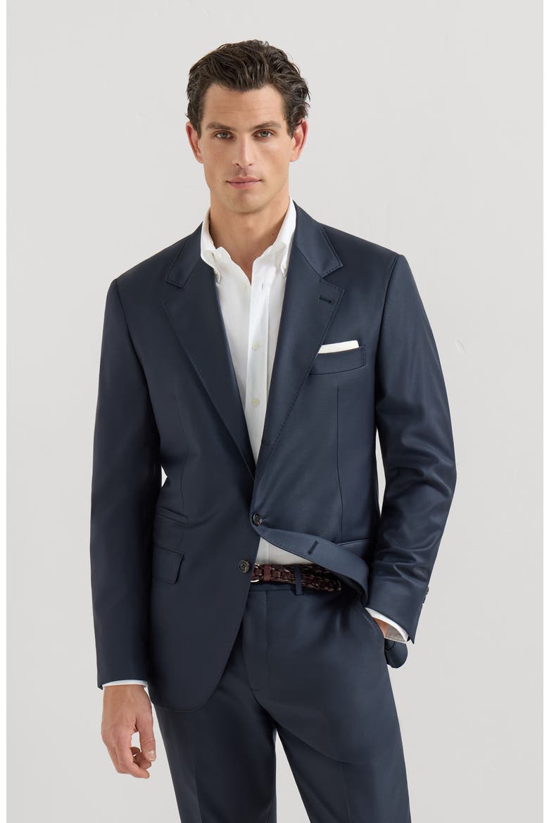 Super 150s virgin wool four season batavia twill blazer, Main, color, Navy Blue