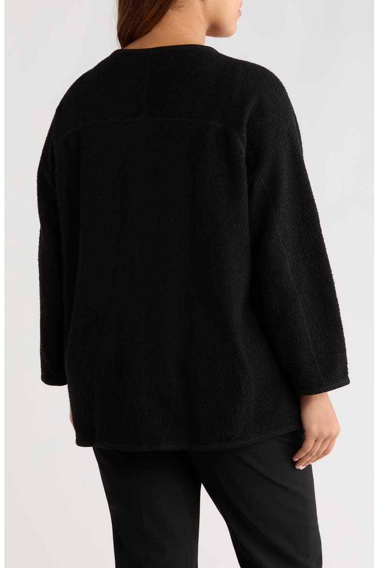 V-Neck Snap Front Bouclé Jacket, Alternate, color, BLACK