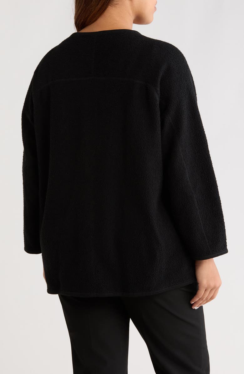 Eileen Fisher V-Neck Snap Front Bouclé Jacket, Alternate, color, Black