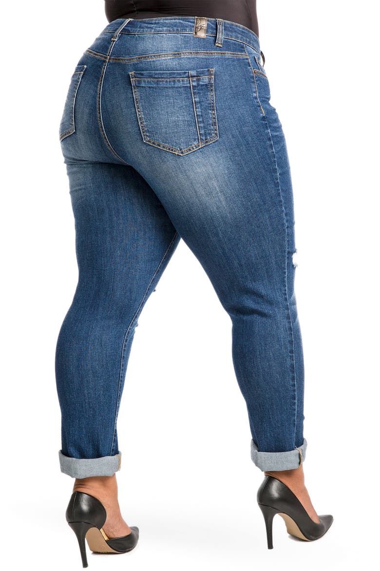 Shaw Curvy Fit Boyfriend Jeans, Alternate, color, DESTROY MEDIUM BLUE