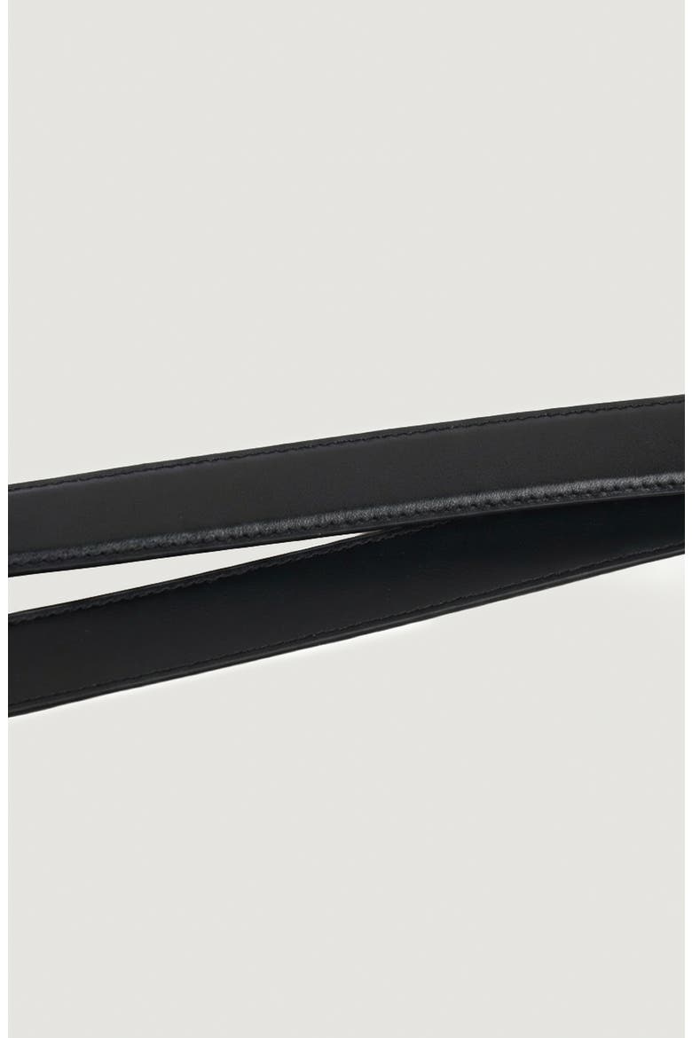 Leather Belt with Geometric Buckle, Alternate, color, Black