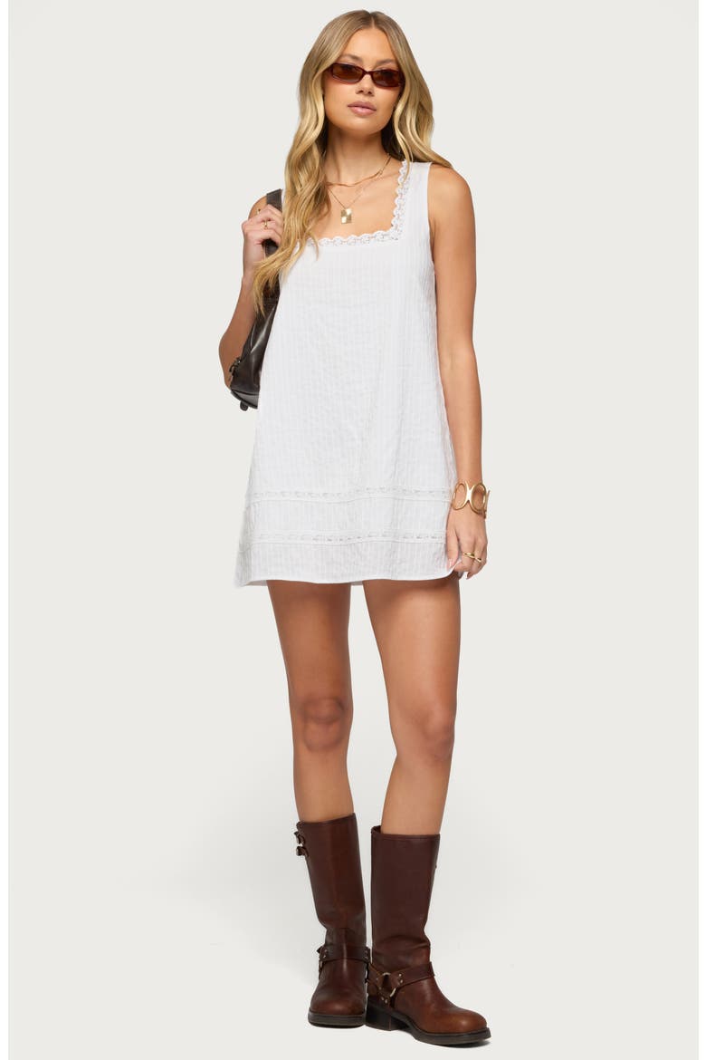 Doroh Lace Trim Minidress, Alternate, color, WHITE