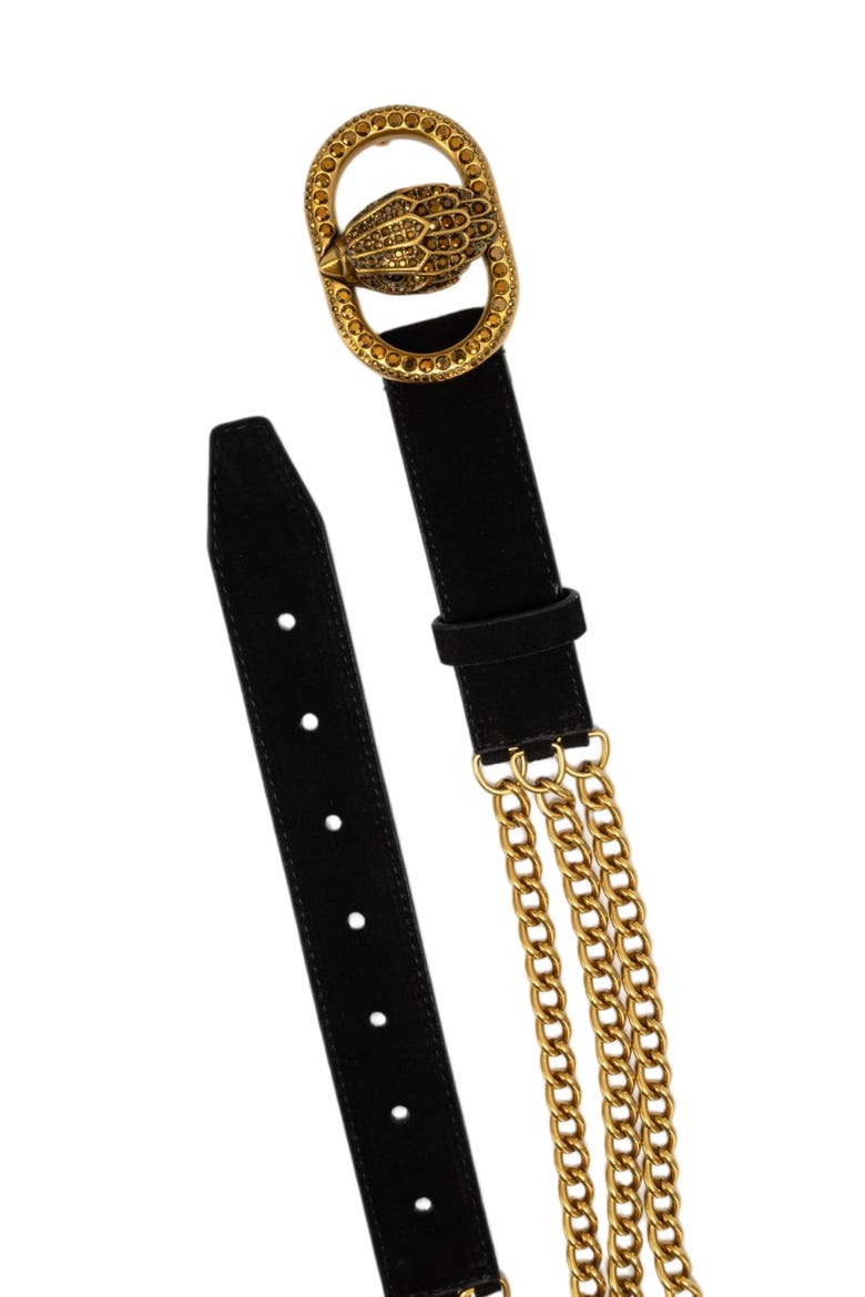 Chelsea Suede Chain Belt, Alternate, color, BLACK