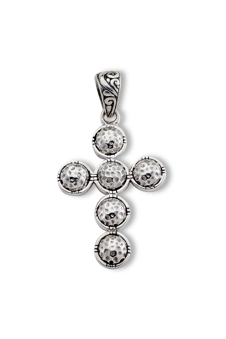Sterling Silver Hammered Cross Pendant, Main, color, SILVER
