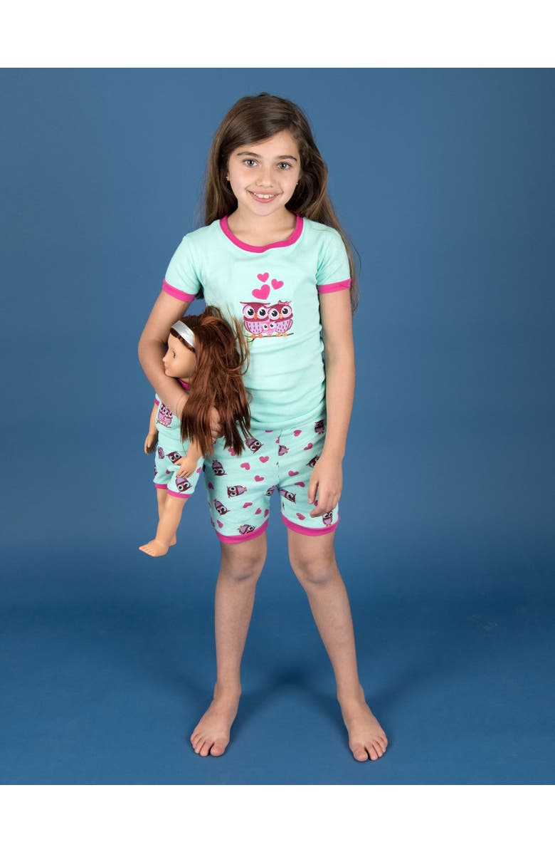 Leveret Girls Matching Doll Short Printed Cotton Pajamas, Alternate, color, Owl