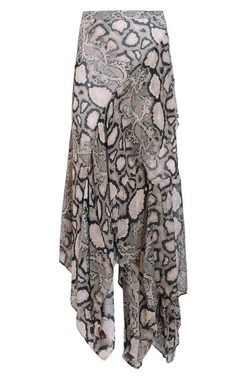Allsaints Womens Cassie Snake-print Woven Midi Skirt Flow Ecru Whit In Flow Ecru White