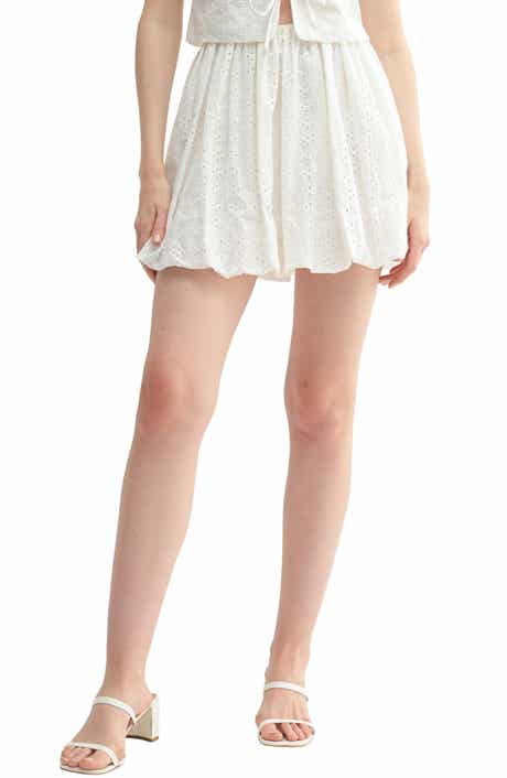 All in Favor Cotton Eyelet Bubble Miniskirt