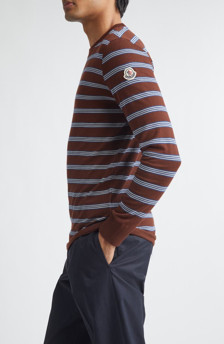Moncler Stripe Long Sleeve T-Shirt, Alternate, color, Brown