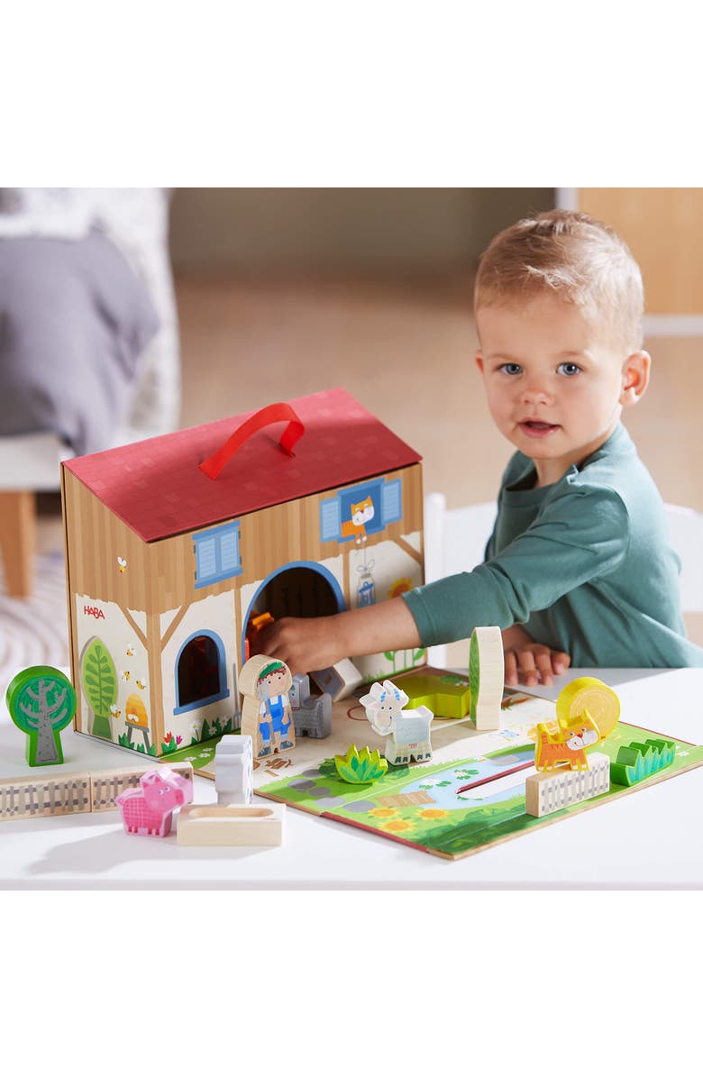 HABA Play World at The Farm Play Set - Barn and Animal Farm Toys for Toddlers 1-3, Toddler Learning Toys, Preschool Animal Figurines, Made in Germany, Alternate, color, Multi