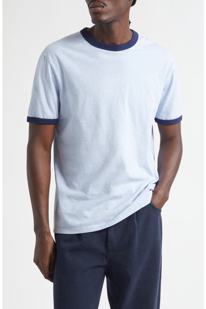 Core Logo Heathered Ringer T-Shirt, Main, color, BLUE