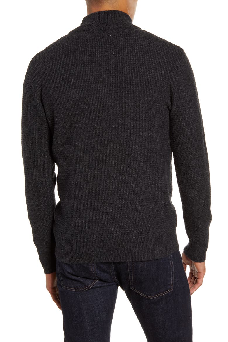 Waffle Knit Thermal Wool Blend Pullover, Alternate, color, BLACK
