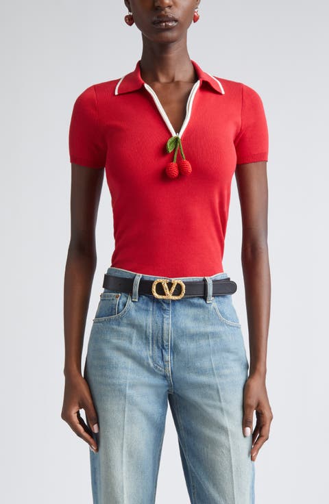 Crochet Cherry Polo Sweater