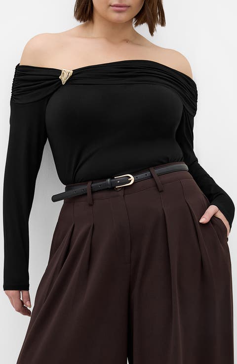 Ruched Off the Shoulder Top (Plus)