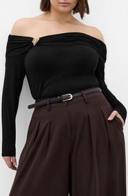 City Chic Ruched Off the Shoulder Top