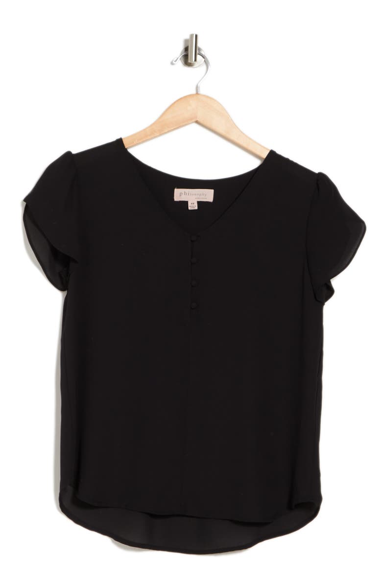 PHILOSOPHY REPUBLIC CLOTHING Tulip Short Sleeve Button-Up Top, Alternate, color, 