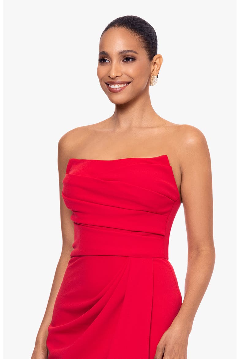 Strapless Scuba Crepe Gown., Alternate, color, RED