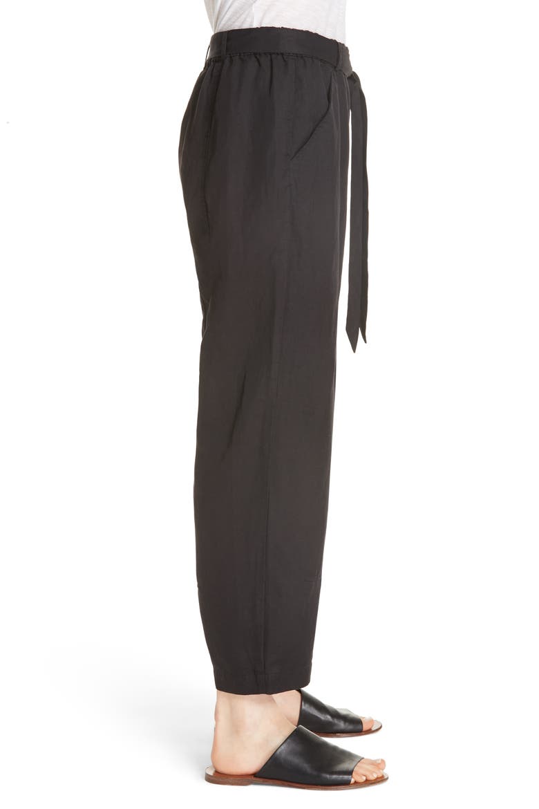 Lantern Twill Ankle Pants, Alternate, color, BLACK