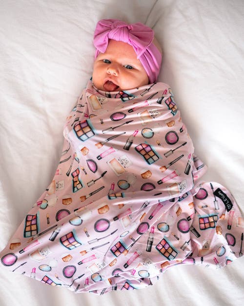 Lev Baby Makeup Print Soft Baby Swaddle Blanket In Pink