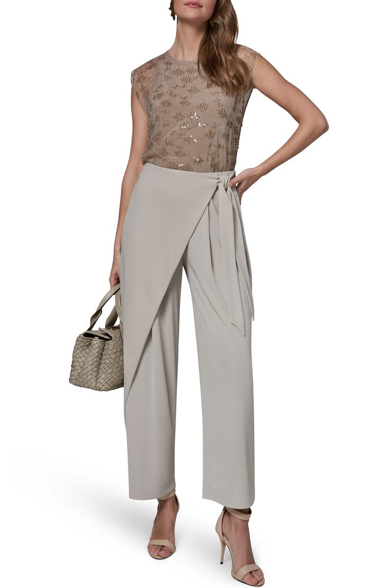 Donna Karan New York Wrap Front Wide Leg Pants, Alternate, color, Tuscan Grey
