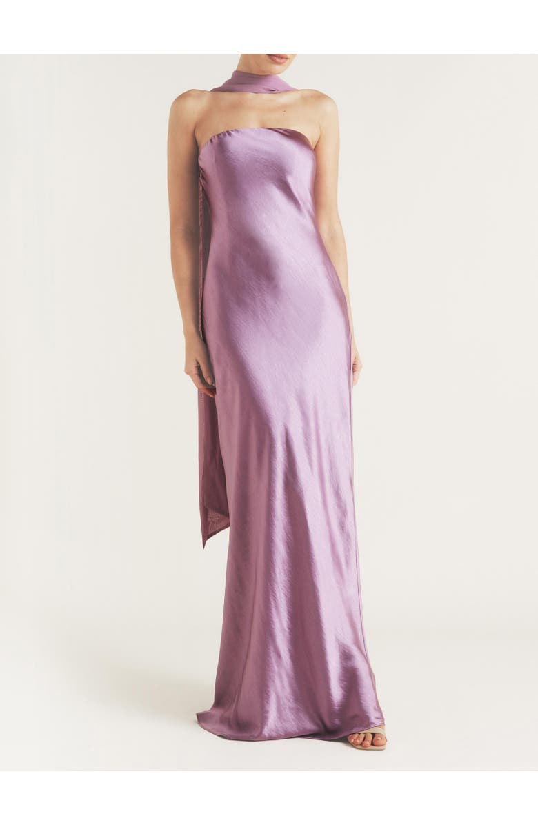 Six Stories Bandeau Satin Bridesmaid Dress, Alternate, color, Orchid