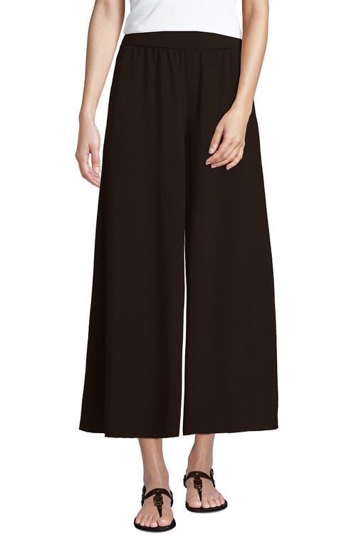 Lands' End Creaseless High Rise Palazzo Crop Pants In Rich Coffee