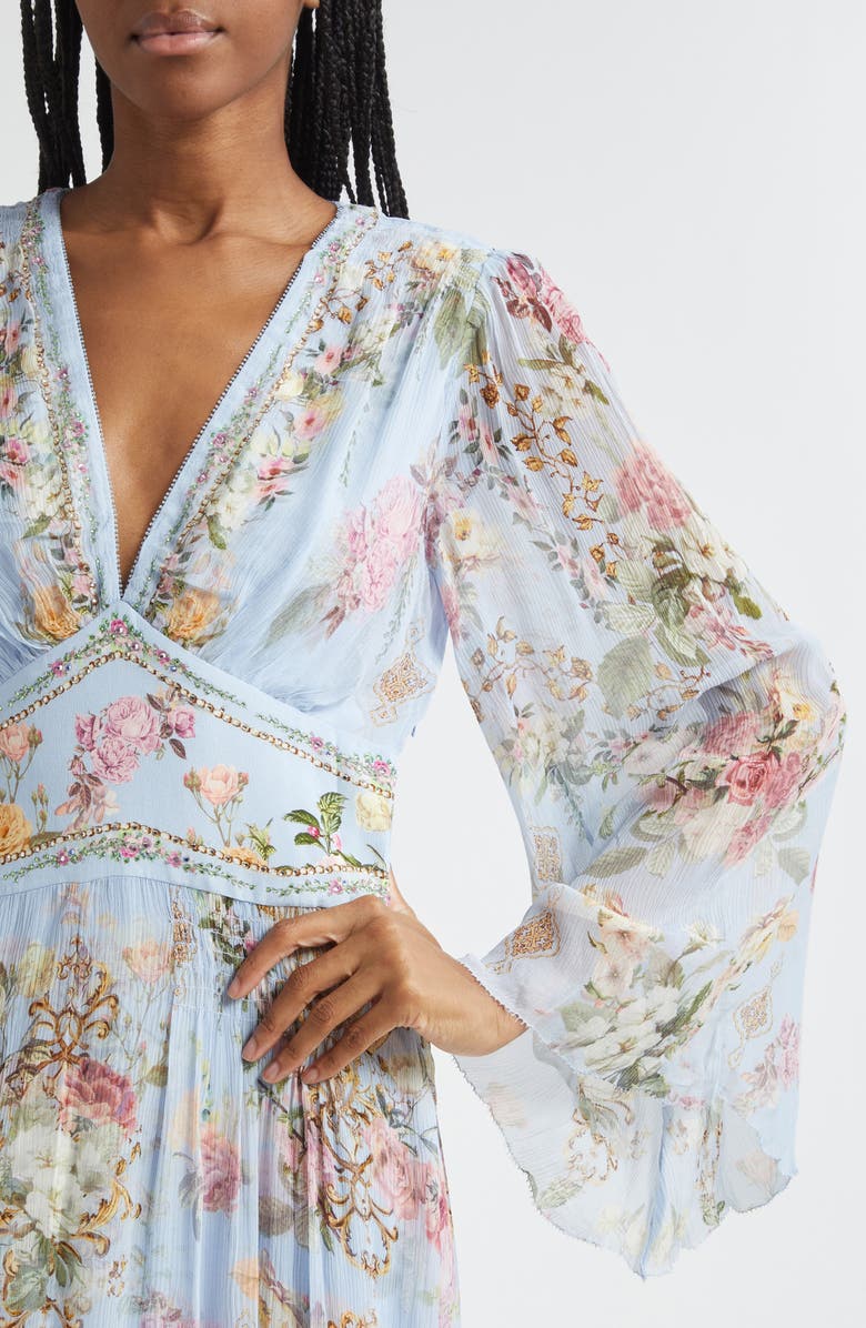 Camilla Tiled In Time Long Sleeve Silk Chiffon Maxi Dress, Alternate, color,