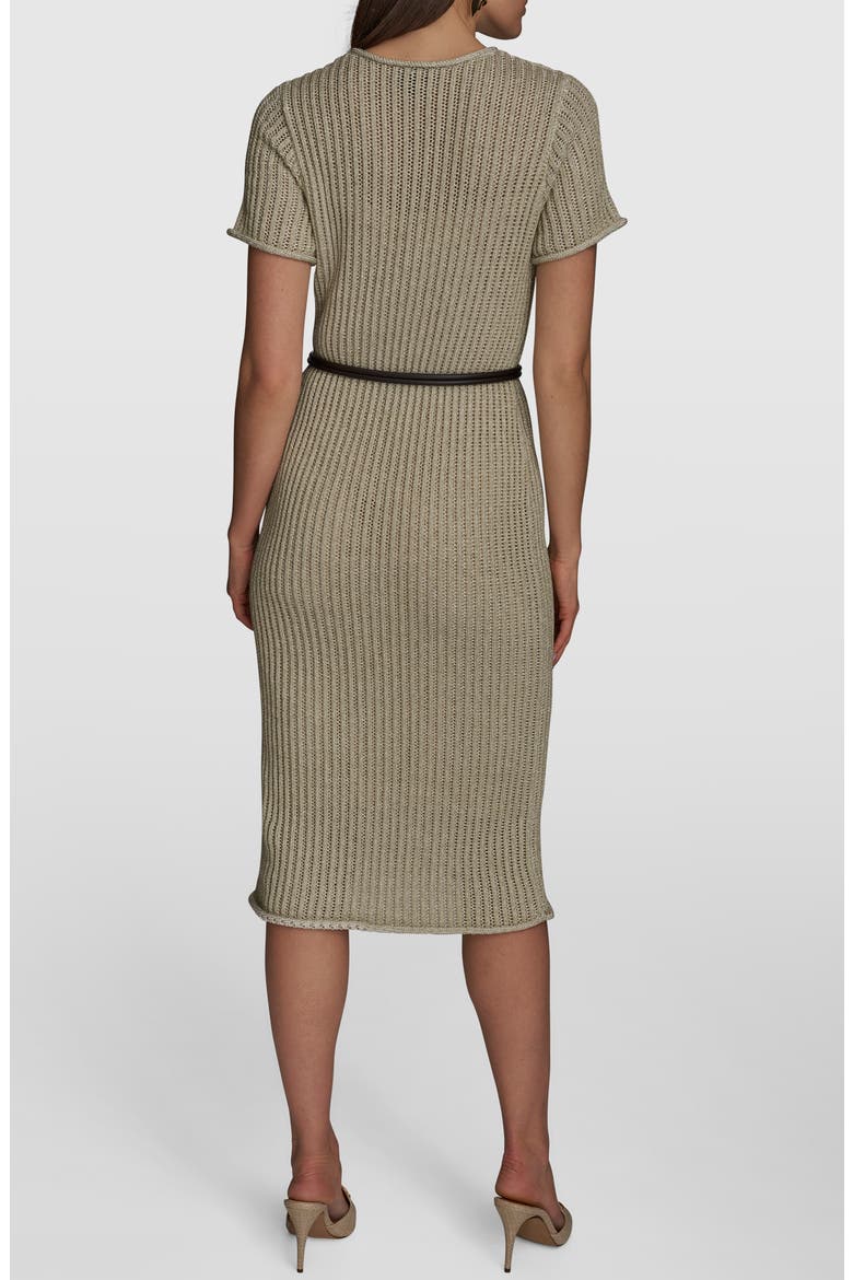 Open Knit Sheath Dress, Alternate, color, CRM/ GOLD