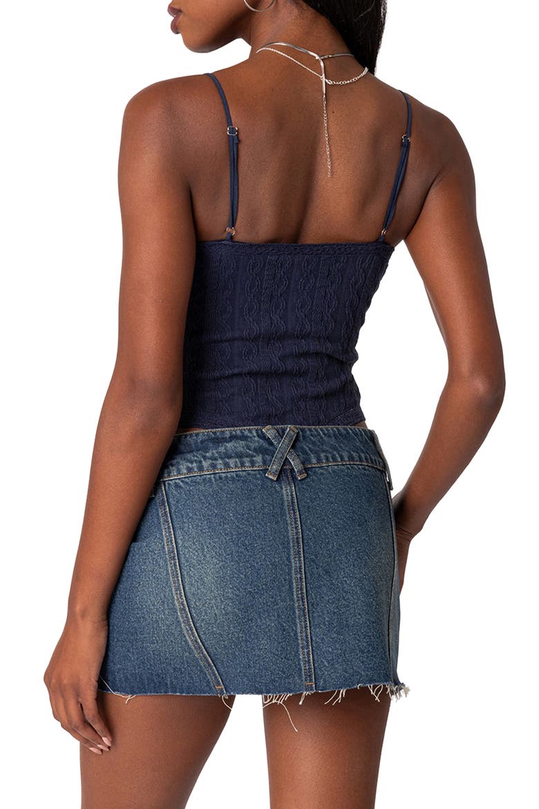 Lacey Keyhole Knit Bodysuit, Alternate, color, NAVY