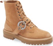Jimmy Choo Cora Crystal Buckle Combat Boot