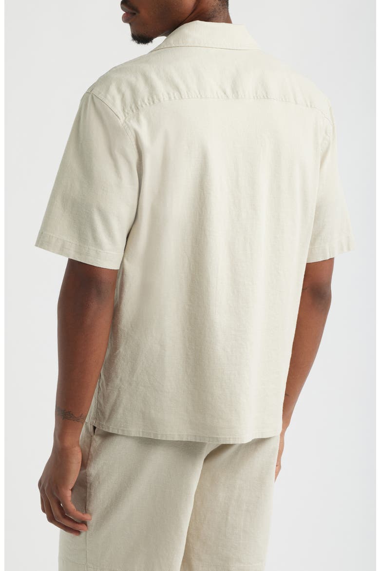 Stretch Linen Blend Camp Shirt, Alternate, color, BEIGE BIRCH