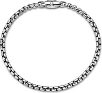 Men's Box Chain Bracelet in Sterling Silver, 4mm