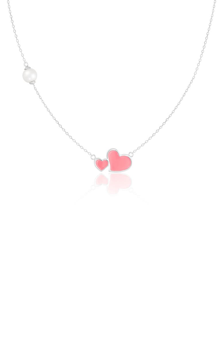 SPLENDID PEARLS Double Heart Pendant Necklace, Main, color, 