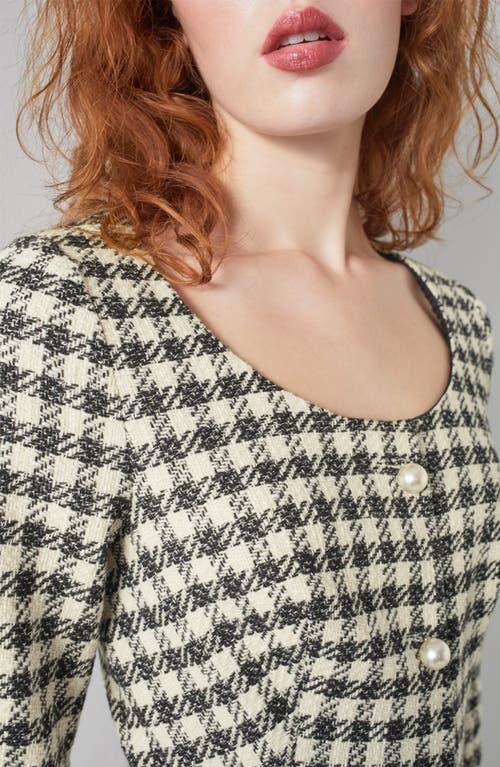 Lk Bennett Keeler Long Sleeve Gingham Tweed Dress In Multi