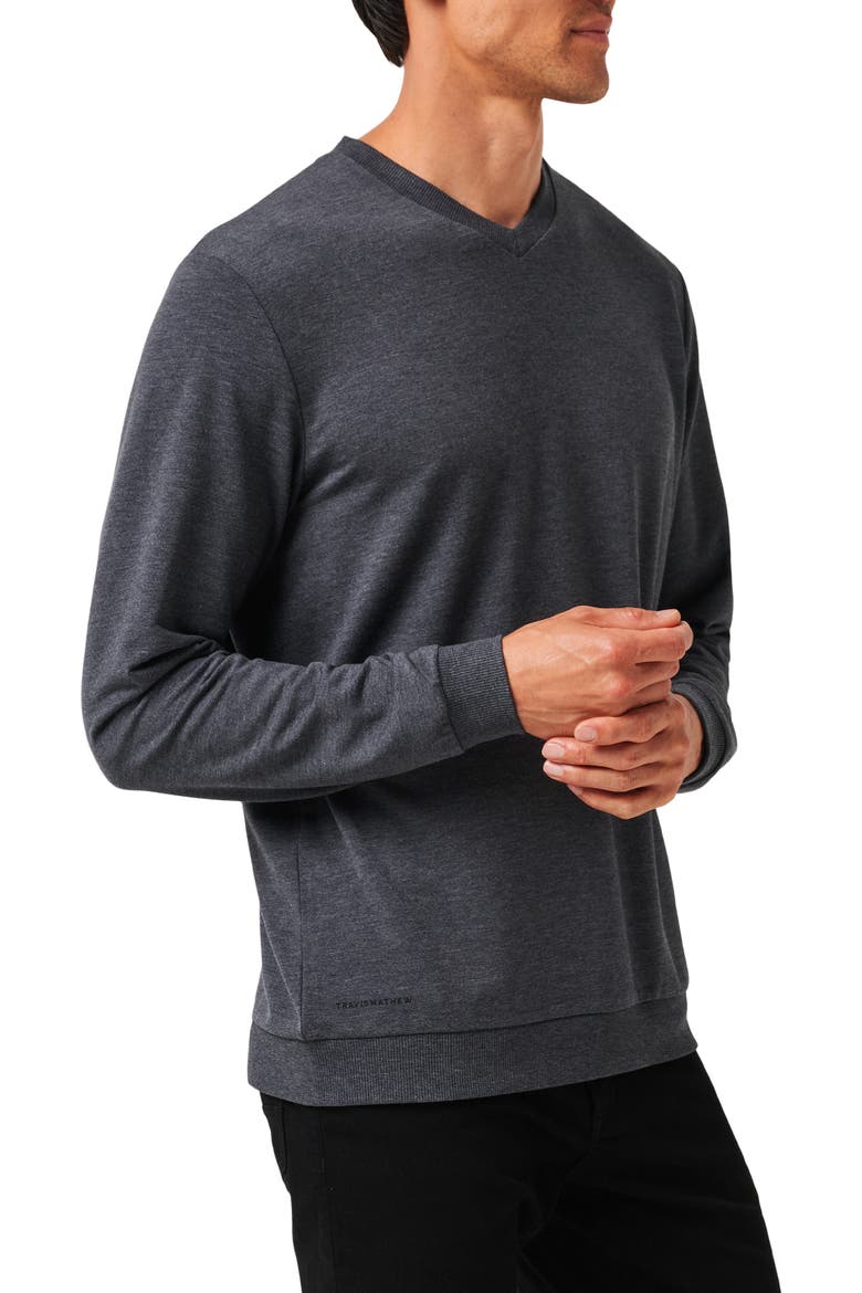 Amenities V-Neck Sweatshirt, Alternate, color, HEATHER DARK GREY