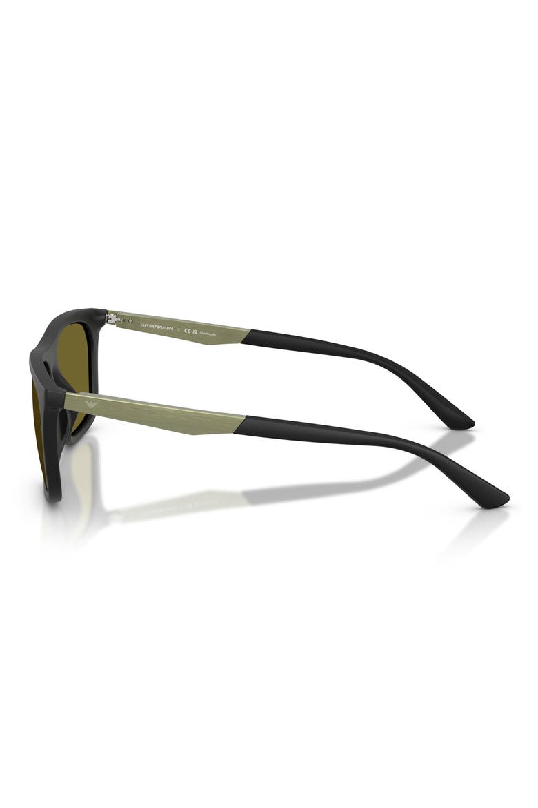 57mm Pillow Sunglasses, Alternate, color, MATTE BLACK / DARK GREEN