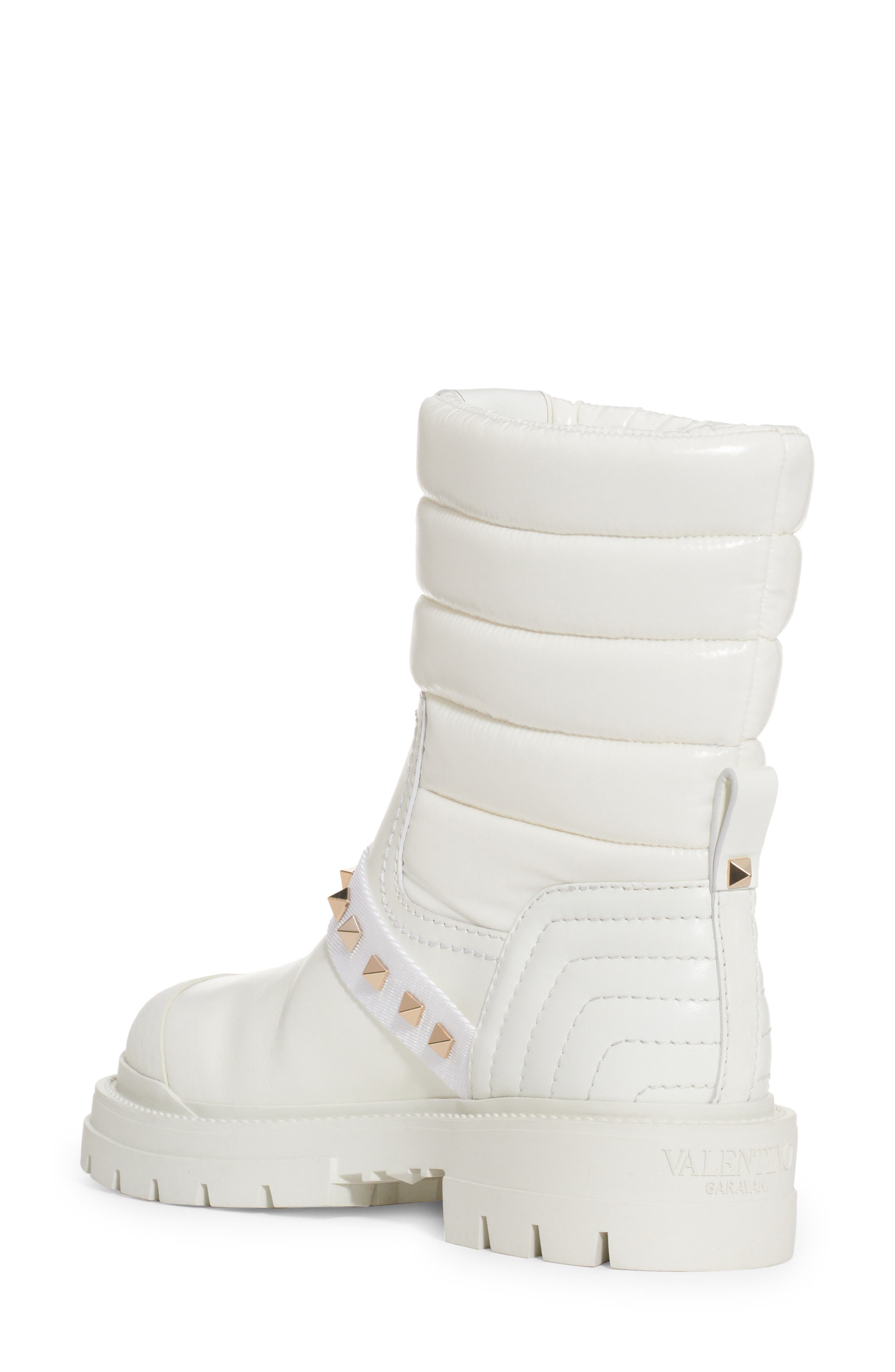 Rockstud Biker Boot, Alternate, color, WHITE