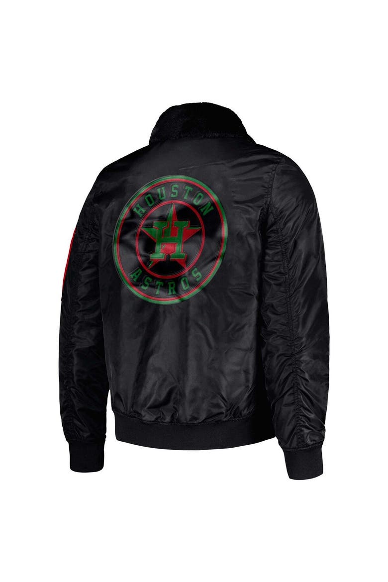 Men's Starter x Ty Mopkins Black Houston Astros Black History Month Satin Full-Zip Jacket, Alternate, color, Black