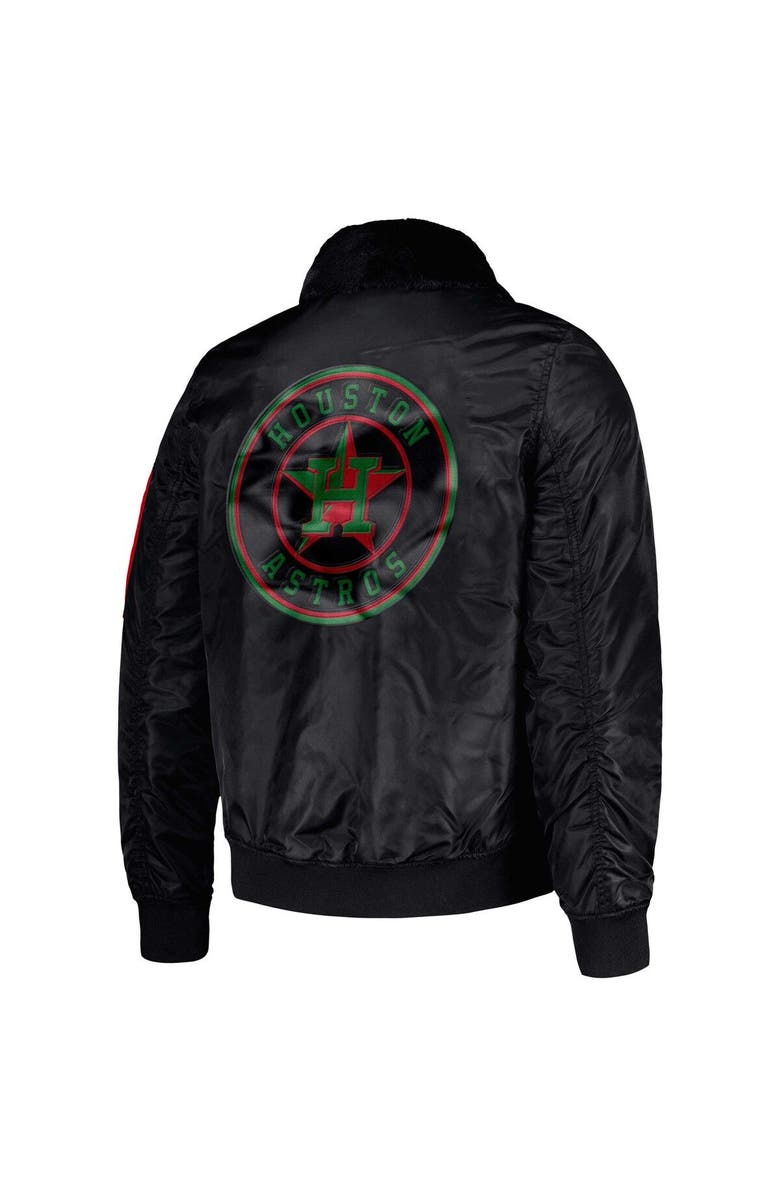 STARTER Men's Starter x Ty Mopkins Black Houston Astros Black History Month Satin Full-Zip Jacket, Alternate, color, Black