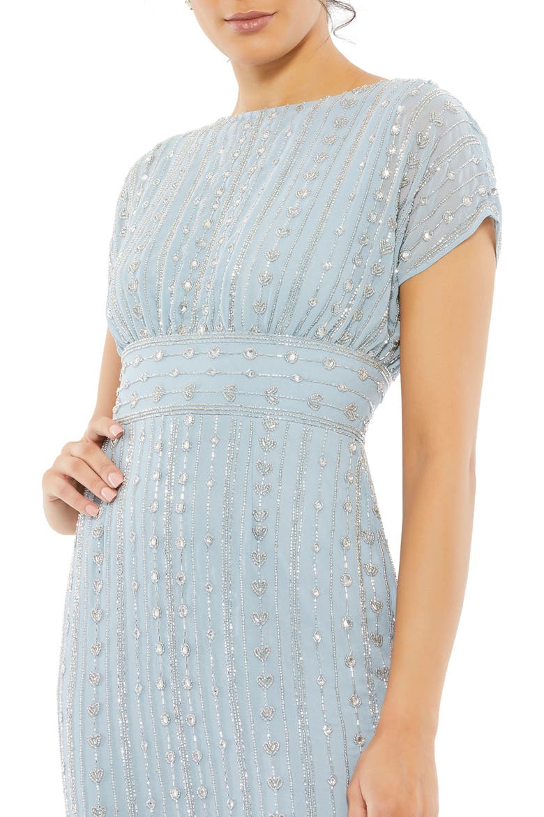 Beaded Cap Sleeve Column Midi Dress, Alternate, color, SLATE BLUE