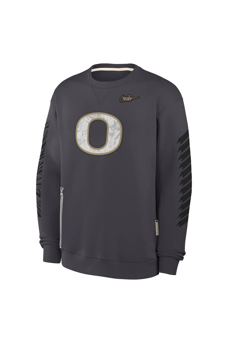 Men's Nike Anthracite Oregon Ducks Shoe Duck Fleece Sweatshirt, Alternate, color, Anthracite