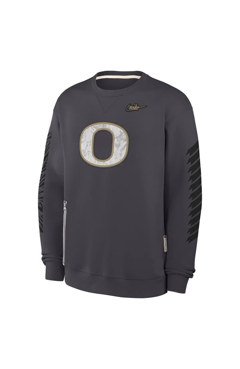 Nike Men's Nike Anthracite Oregon Ducks Shoe Duck Fleece Sweatshirt, Alternate, color, Anthracite
