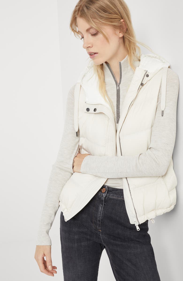 Brunello Cucinelli Nylon down vest, Alternate, color, Milk