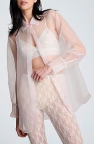 Kenneth Cole Sheer Oversize Button-Up Shirt