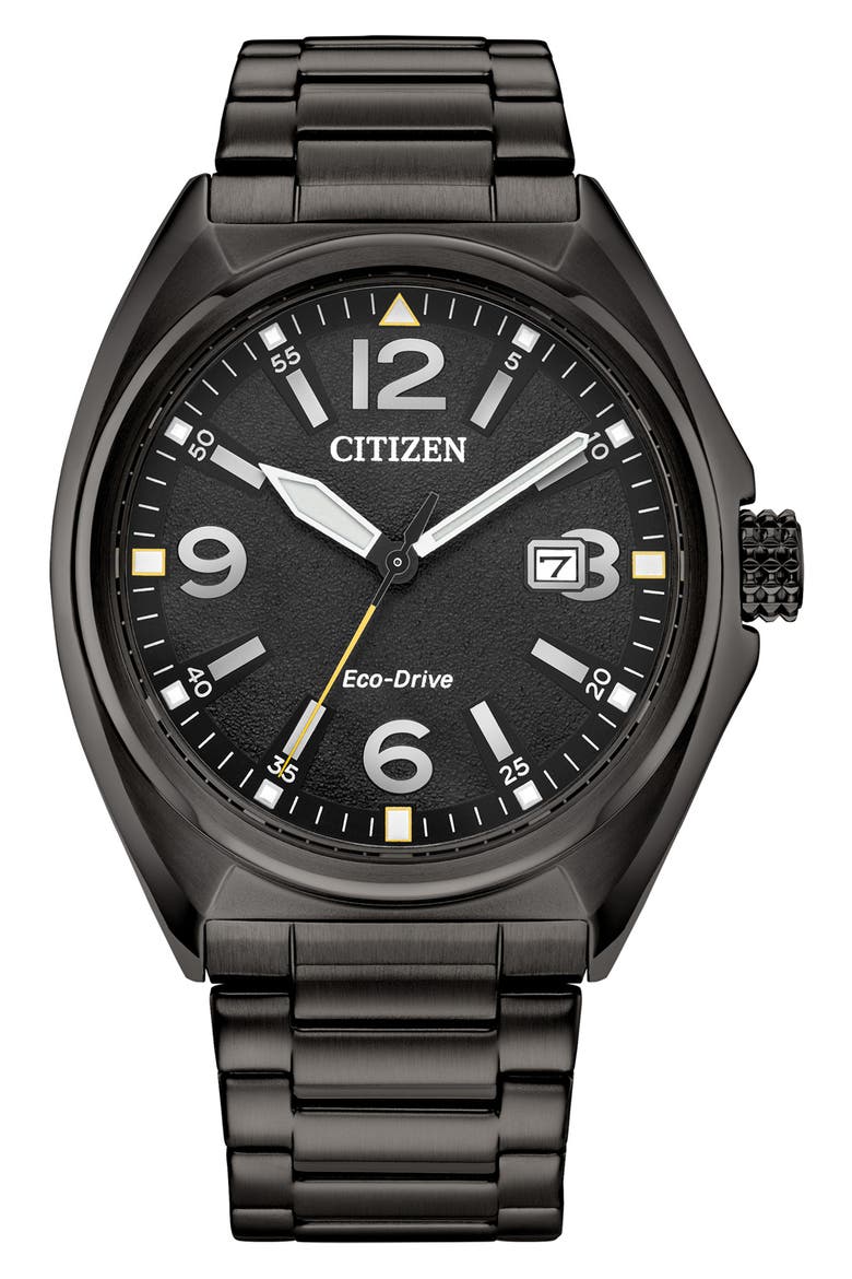 Eco-Drive Bracelet Watch, 42mm, Main, color, BLACK
