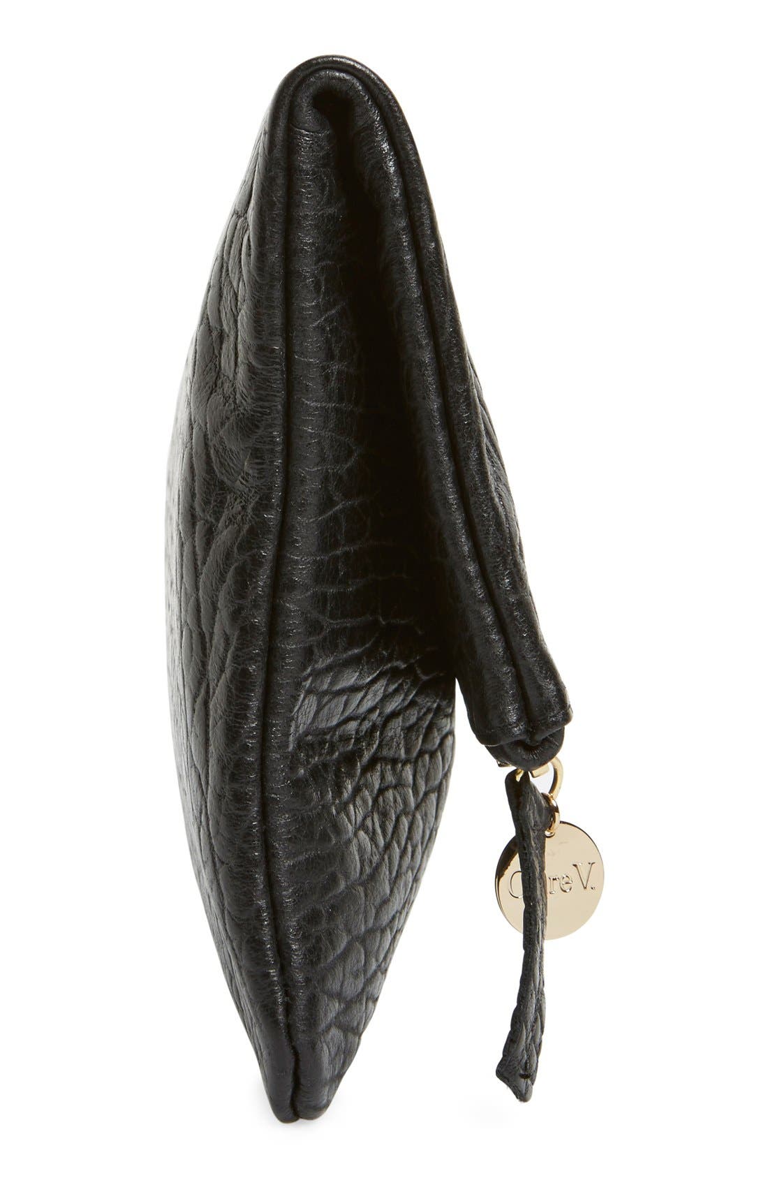 Clare V. Leather Foldover Clutch, Alternate, color, 